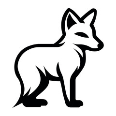 black vector fox icon on white background