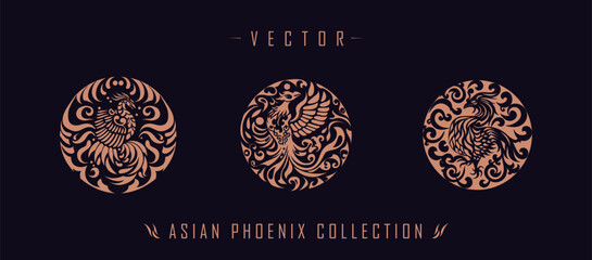 Fototapeta premium Asian traditional phoenix pattern ancient Chinese phoenix