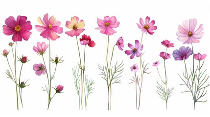 A modern illustration of Cosmos flowers