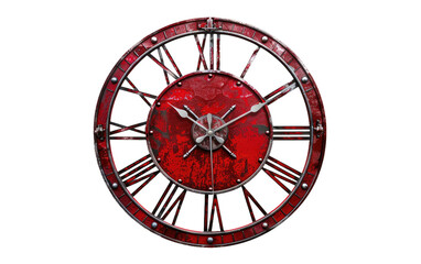 Crimson Wall Timepiece isolated on transparent Background