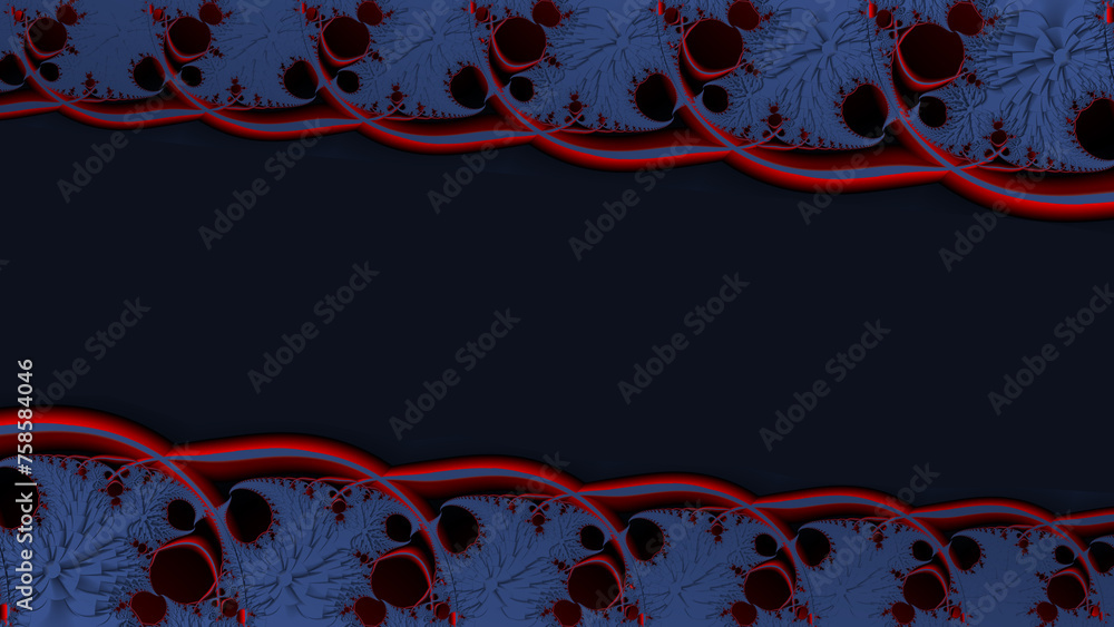 Poster dark blue template copy-space design top and bottom frame of ice crystal motif with red flash