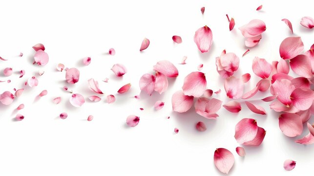 A bouquet of flowers. Sakura flying petals on a white background. Rose petals. Vector.