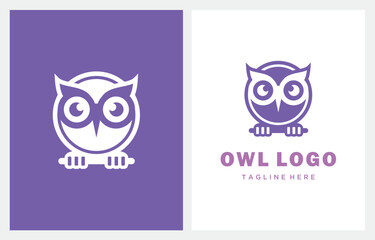 Owl Face Cute Purple minimalist logo design inspiration