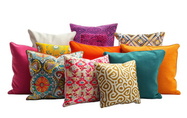 Vibrant Cushion Arrangement isolated on transparent Background