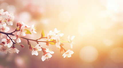 Obraz premium beautiful spring blossom over blurred nature background