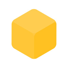 黄色の角の丸い立方体 - シンプルなアイソメトリックデザインのキューブ型素材