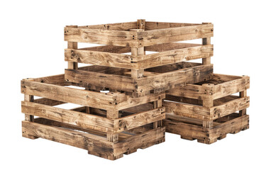 Stack of Wooden Crates isolated on transparent Background