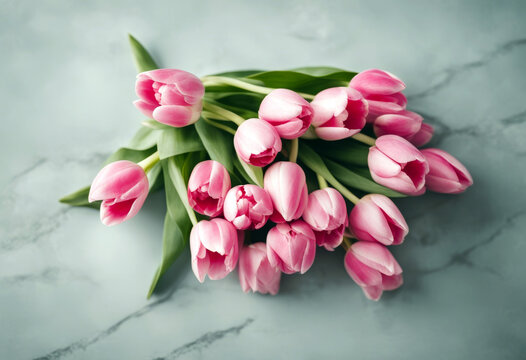 flowers holiday romantic copy early concept home Pink bouquet interior light Mother's view top space tulip background day decor spring Valentine St design gift flatlay selective focus Tulips