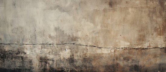The black and white image showcases a wall covered with peeling old wallpaper, exposing a grungy texture. The weathered surface hints at its age and neglect. - obrazy, fototapety, plakaty