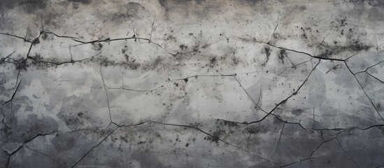 A detailed shot of a weathered, grey concrete wall revealing cracks and texture, making for a compelling subject in monochrome photography - obrazy, fototapety, plakaty