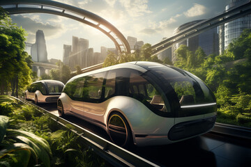 Future technology concept car driving in the city