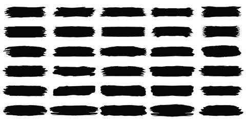Brush strokes. Vector paintbrush set. black grunge  collection isolated on white background.