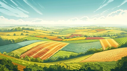 Rolling hills adorned with Earth Day's harvest hues, a testament to sustainable agriculture and the bounty of nature.