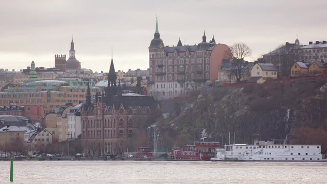 Telephoto view of Kattorat neighborhood overlooking Riddarfjarden, Stockholm