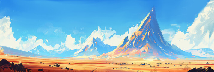 illustration of desert with mountains, generative AI