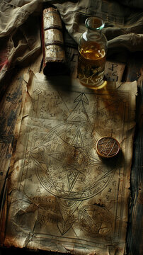 Alchemy manuscript intricate symbols