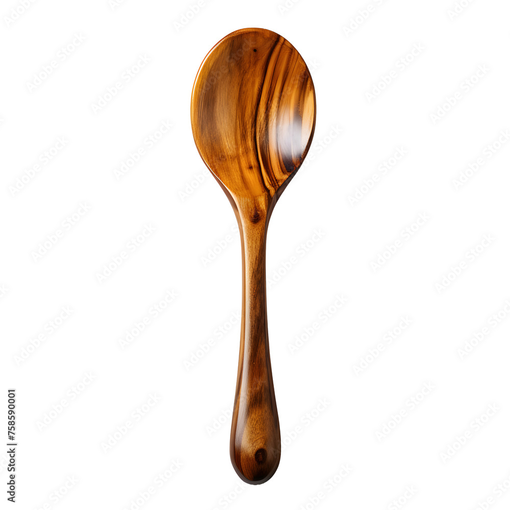 Wall mural Wooden Spoon Isolated on Transparent Background. Close up of Wooden Spoon