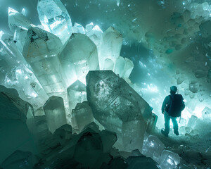 Crystal cavern glowing crystals