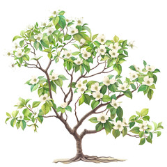 Dogwood tree on isolated background