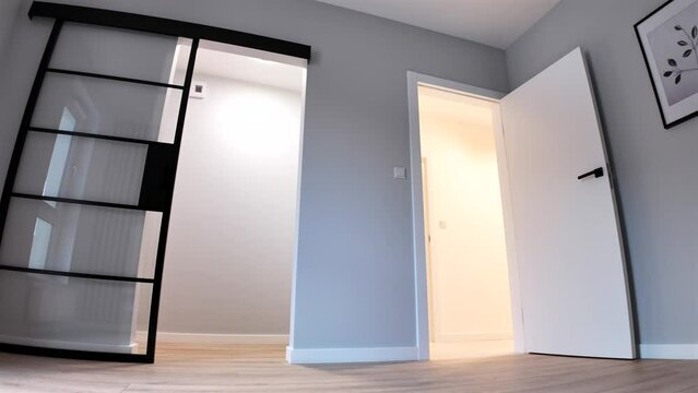 Wardrobe in the new modern bedroom. Free Space.