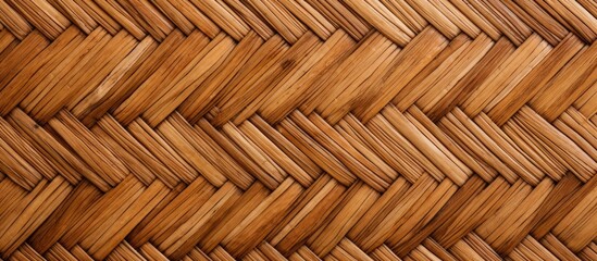 Close up of a brown wicker basket texture resembling wood flooring, with a hardwood pattern and varnish finish, similar to lumber or plywood - Powered by Adobe