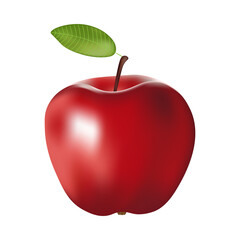 red apple isolated on white leaf fresh diet sweet white vector nature delicious vegetarian freshness health ripe