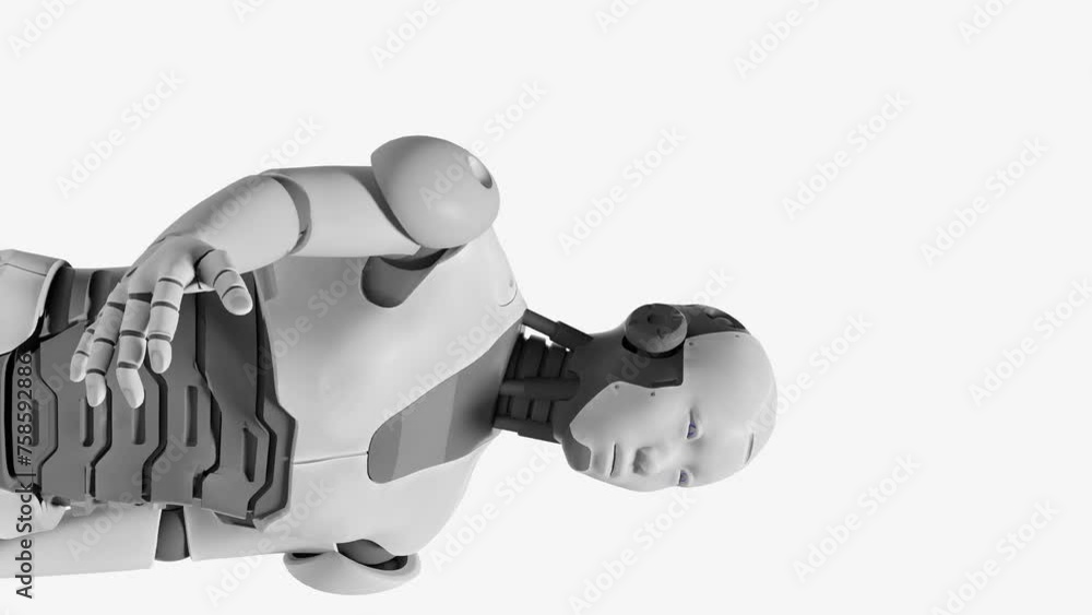 Poster artificial intelligence controlled robot holds peruvian flag, vertical