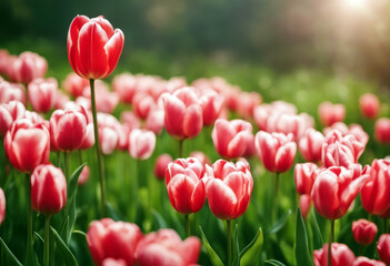 Obraz premium tulip nature Spring design seasonal selective Holiday flowers focus background Grass Flower Summer Easter Love Leaf Floral Card Wallpaper Celebration Border