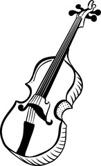 Isolated vector illustration of a classic wooden violin, a string instrument in the orchestra