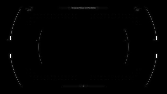Futuristic glitch HUD aim. Cyberpunk style distorted HUD screen reticle. Tech user interface hologram screen for game, movie, sci-fi, drone footage, VR etc. Overlay template. Cyber, tech concept.
