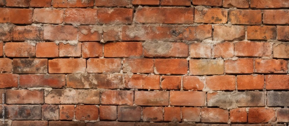 Poster a closeup shot of a brown brick wall showcasing the intricate brickwork of the facade. the rectangul