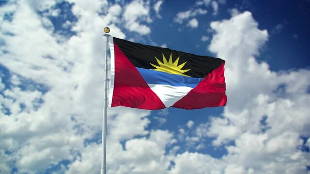Antigua and Barbuda Flag Realistic Waving 4k