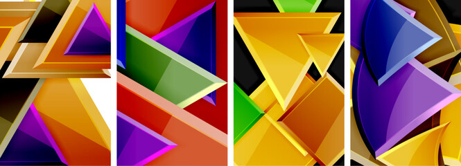 Triangle composition poster background set for wallpaper, business card, cover, poster, banner, brochure, header, website