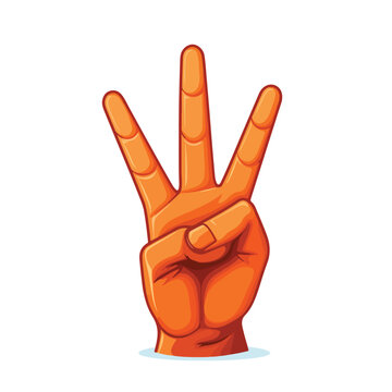 A peace sign with two fingers raised. flat vector 