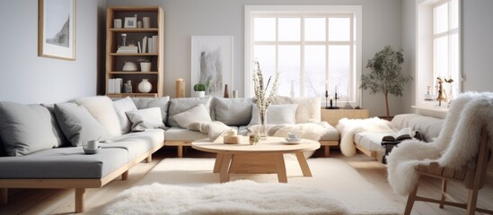 Obraz na płótnie Canvas Scandinavian-Inspired Living Room Interior