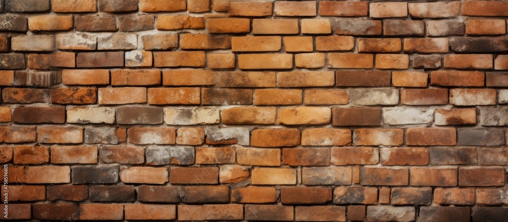 Aufkleber a closeup of a brown brick wall showcasing the intricate brickwork and rectangular shapes of the bui