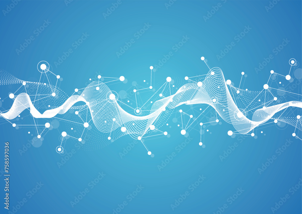 Aufkleber abstract science template. technology lines and dots connection background. wallpaper or banner with