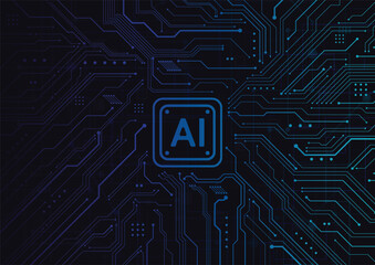 Artificial intelligence chipset on circuit board in futuristic concept technology artwork for web, banner, card, cover. Vector illustration - 758597014