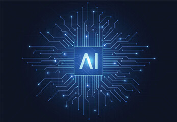 Artificial intelligence chipset on circuit board in futuristic concept technology artwork for web, banner, card, cover. Vector illustration - 758597046