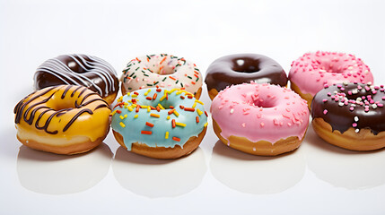 Diversity in Sweet Delights: A Colorful Assortment of Creatively Decorated Doughnuts - obrazy, fototapety, plakaty