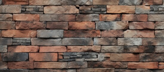 Obraz premium A detailed closeup of a brick wall showcasing the intricate patterns and textures of the building material. The rectangular bricks form a solid and sturdy structure