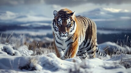 A wild mountain tiger - obrazy, fototapety, plakaty