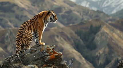 A wild mountain tiger - obrazy, fototapety, plakaty