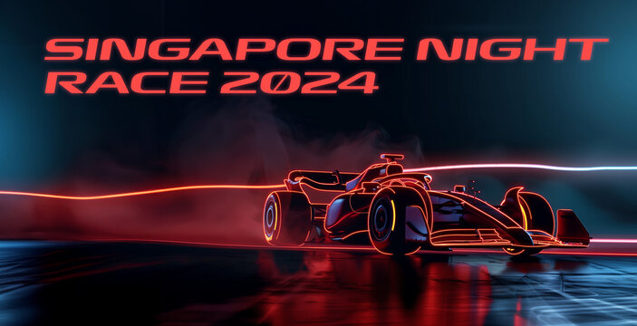 Singapore night race F1 racing car street formula 1 racing high speed banner sports grand prix