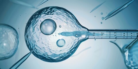 A macro-level concept of medical science focusing on In Vitro Fertilization (IVF), a technique for assisted reproduction. - obrazy, fototapety, plakaty