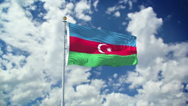 Azerbaijan Flag Realistic Waving 4k