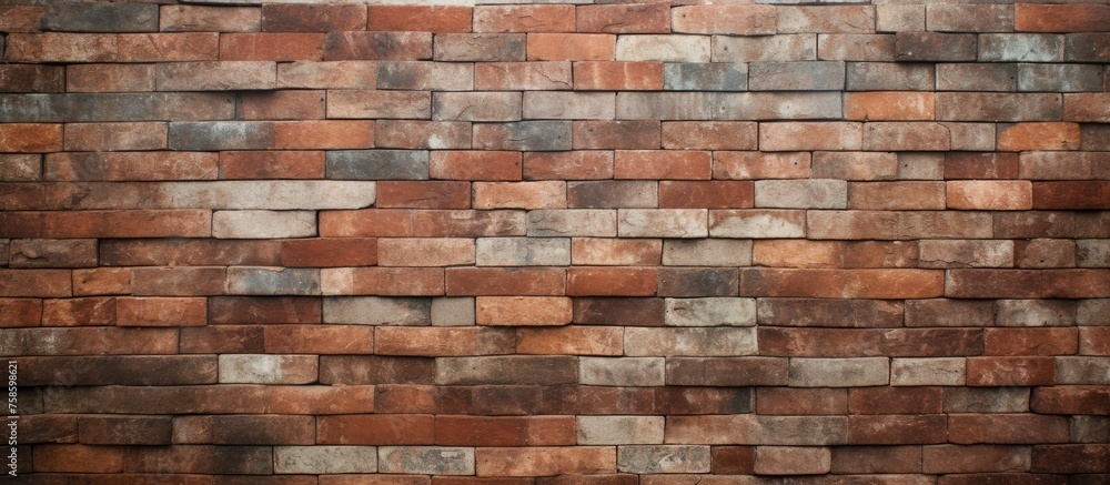 Poster a detailed closeup image of a brown brick wall with a blurred background showcasing the intricate br