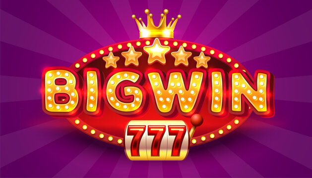 BigWin frame label, slot sign machine, night Vegas. Vector illustration