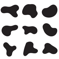 Organic blobs set icon. Random shapes cube drop