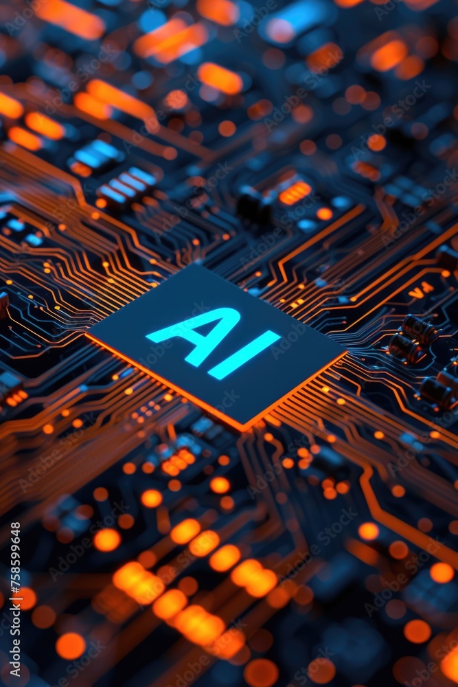 Poster computer chip with letters ai on it